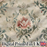 Distressed Vintage Floral Damask Soft Muted Background Seamless Pattern Digital Print Fabric by the Metre UK Sewing Quilting Textile