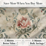 Distressed Vintage Floral Damask Soft Muted Background Seamless Pattern Digital Print Fabric by the Metre UK Sewing Quilting Textile
