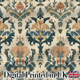 Classic Ornamental Damask Floral Symmetry Seamless Pattern Digital Print Fabric by the Metre UK Sewing Quilting Textile