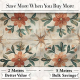 Vintage Tile Style Floral Motif Soft Neutral Seamless Pattern Digital Print Fabric by the Metre UK Sewing Quilting Textile