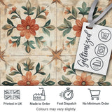 Vintage Tile Style Floral Motif Soft Neutral Seamless Pattern Digital Print Fabric by the Metre UK Sewing Quilting Textile