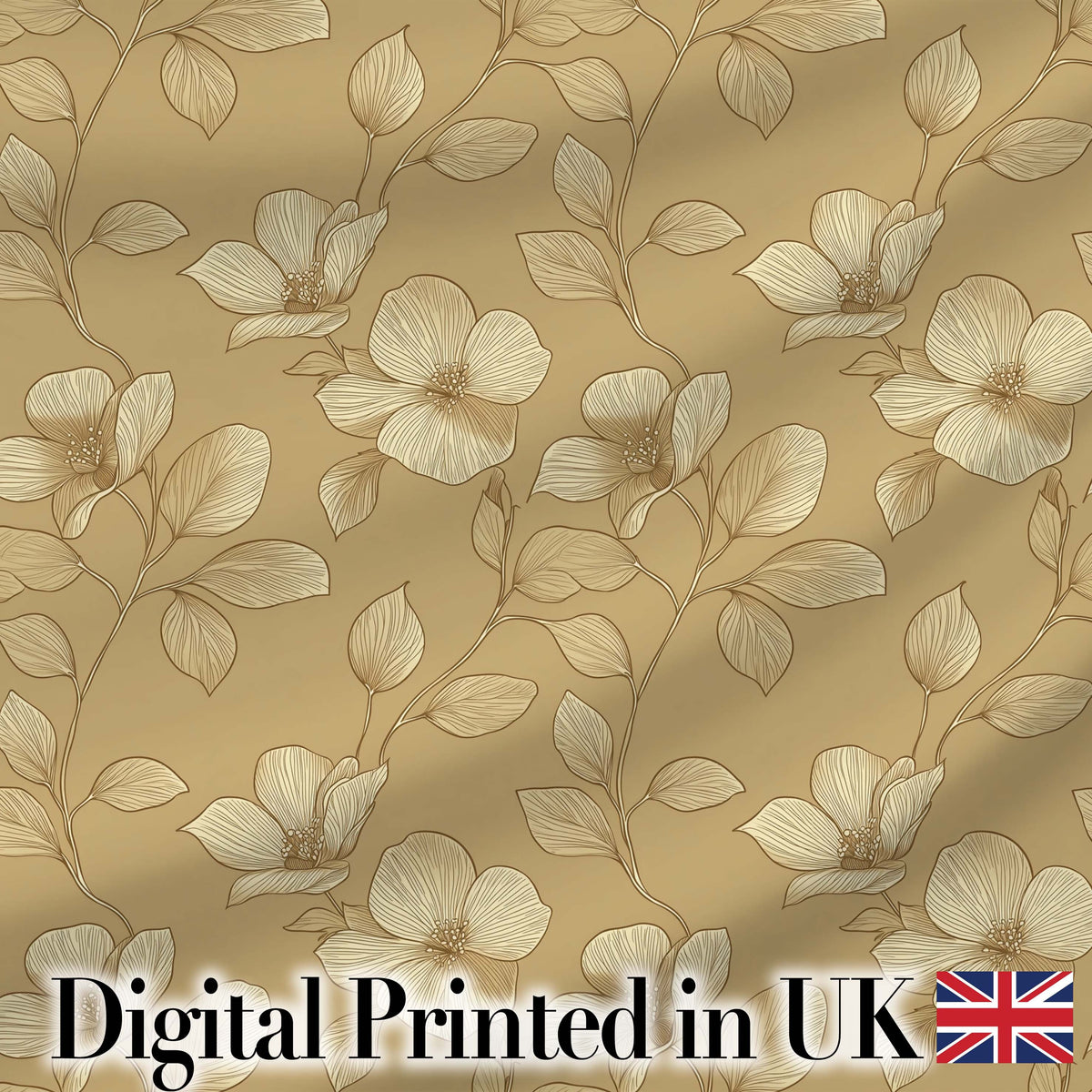 Elegant Beige Floral Line Art Botanical Leaves Seamless Pattern Soft Neutral  Digital Print Fabric by the Metre UK Sewing Quilting Textile