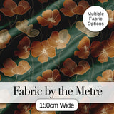 Rustic Autumn Floral Pattern with Warm and Deep Green Seamless Design Digital Print Fabric by the Metre UK Sewing Quilting Textile