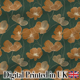 Rustic Autumn Floral Pattern with Warm and Deep Green Seamless Design Digital Print Fabric by the Metre UK Sewing Quilting Textile