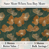 Rustic Autumn Floral Pattern with Warm and Deep Green Seamless Design Digital Print Fabric by the Metre UK Sewing Quilting Textile