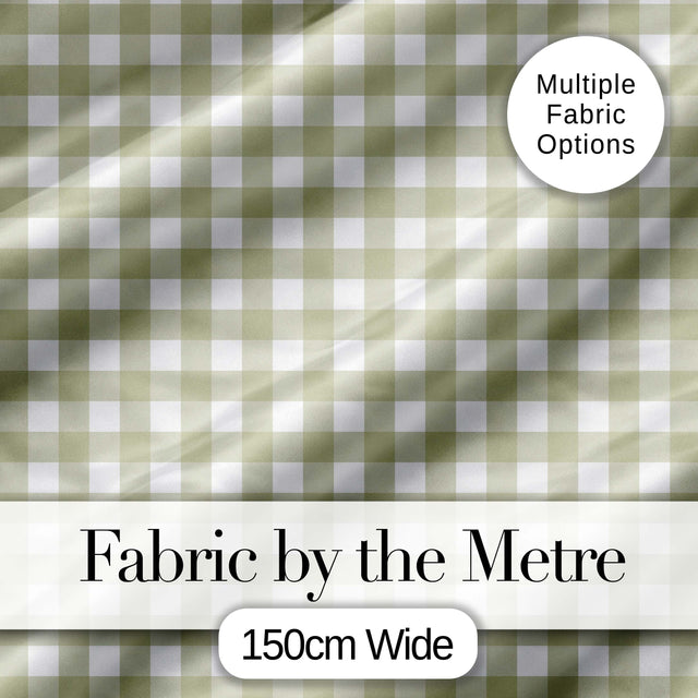 Soft Sage Green Gingham Check Pattern with Subtle Vintage Texture Seamless Digital Print Fabric by the Metre UK Sewing Quilting Textile
