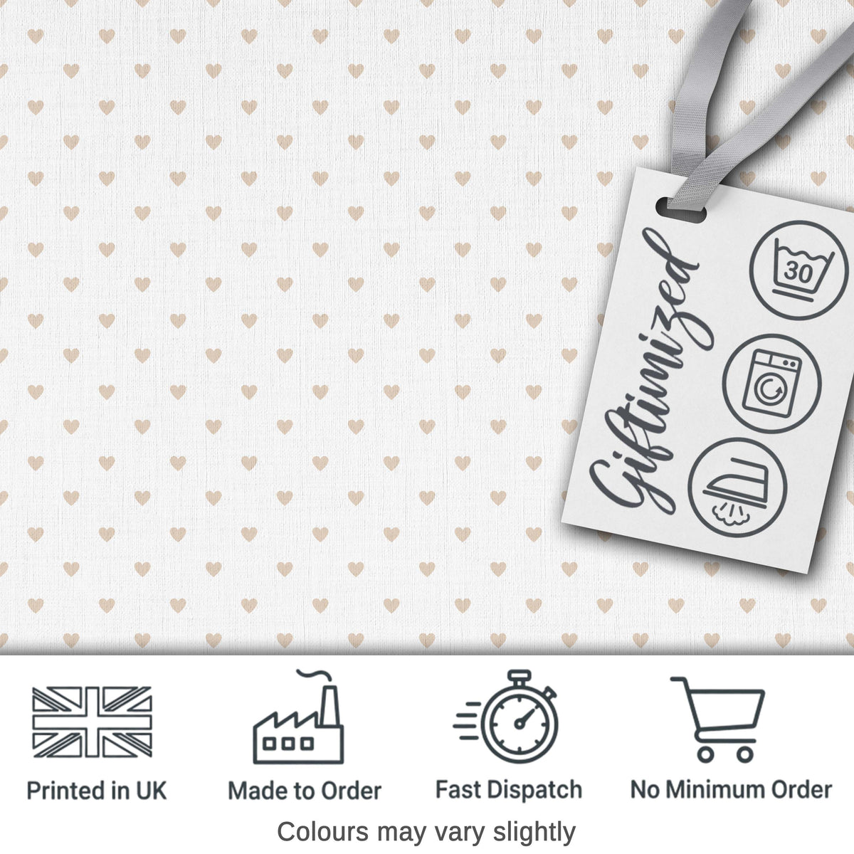 Cute Small Heart Polka Dot Pattern with Soft Neutral Background Seamless Design Digital Print Fabric by the Metre UK Sewing Quilting Textile