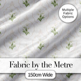 Elegant Vintage Tulip Floral Frame Pattern with Soft Neutral Background SeamlessDigital Print Fabric by the Metre UK Sewing Quilting Textile