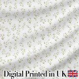 Delicate Small White Floral Sprig Pattern on Soft Neutral Background Seamless Digital Print Fabric by the Metre UK Sewing Quilting Textile