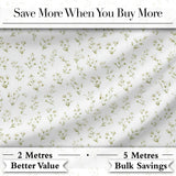 Delicate Small White Floral Sprig Pattern on Soft Neutral Background Seamless Digital Print Fabric by the Metre UK Sewing Quilting Textile