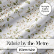 Elegant White Blossom Floral Pattern with Soft Green Leaves Seamless Botanical Digital Print Fabric by the Metre UK Sewing Quilting Textile