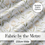 Soft Neutral Tulip Floral Pattern with Gentle Watercolor Leaves Seamless  Digital Print Fabric by the Metre UK Sewing Quilting Textile