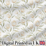 Soft Neutral Tulip Floral Pattern with Gentle Watercolor Leaves Seamless  Digital Print Fabric by the Metre UK Sewing Quilting Textile