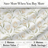 Soft Neutral Tulip Floral Pattern with Gentle Watercolor Leaves Seamless  Digital Print Fabric by the Metre UK Sewing Quilting Textile