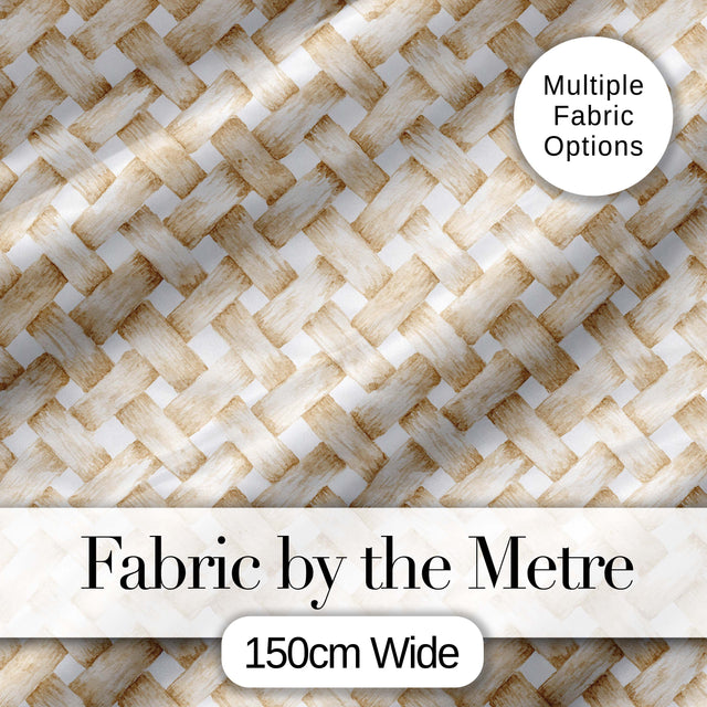 Woven Basket Texture Pattern in Warm Neutral Tones Seamless Rustic Design Digital Print Fabric by the Metre UK Sewing Quilting Textile