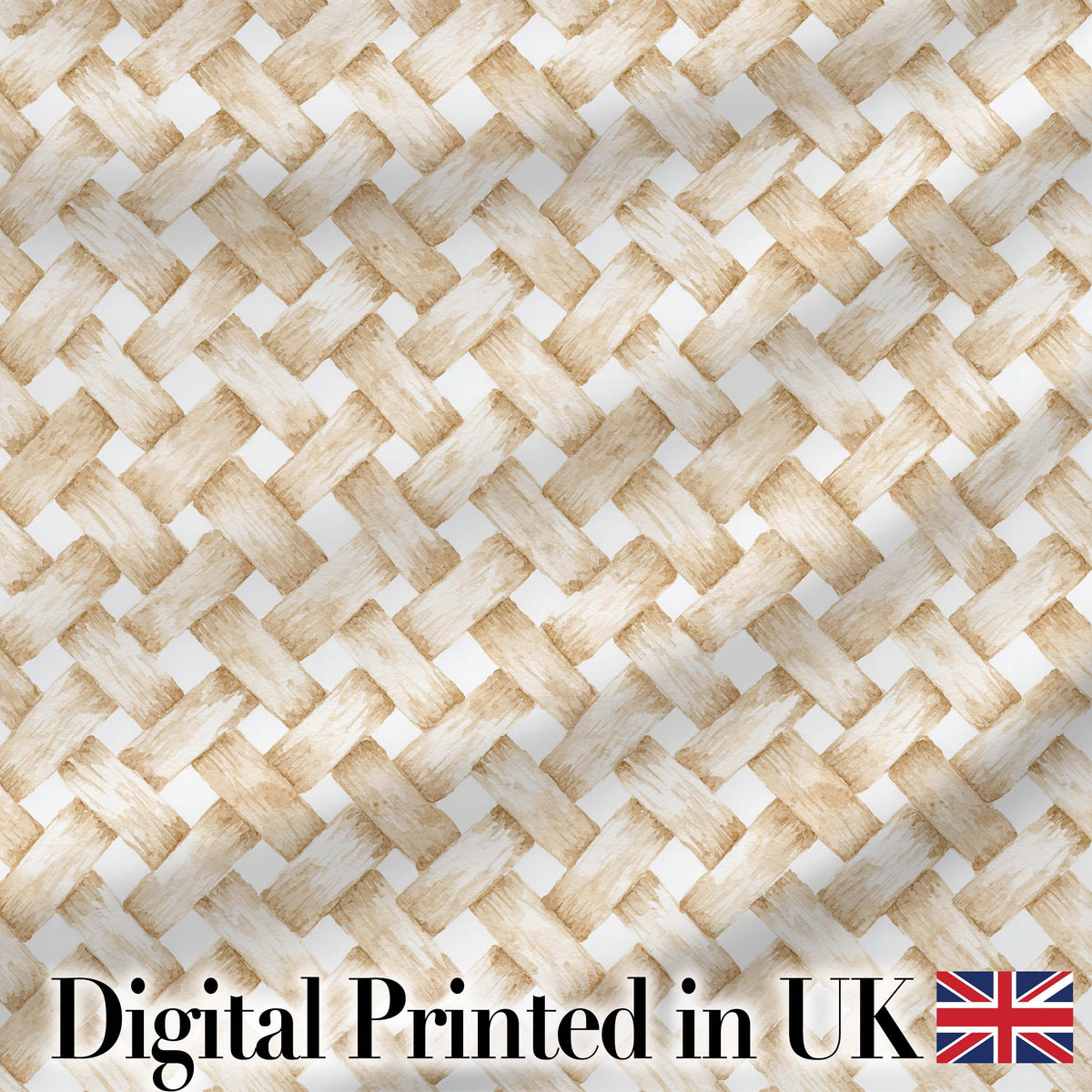 Woven Basket Texture Pattern in Warm Neutral Tones Seamless Rustic Design Digital Print Fabric by the Metre UK Sewing Quilting Textile