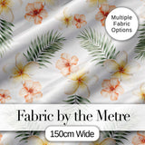 Tropical Hibiscus and Frangipani Floral Pattern with Palm Leaves  Design Digital Print Fabric by the Metre UK Sewing Quilting Textile