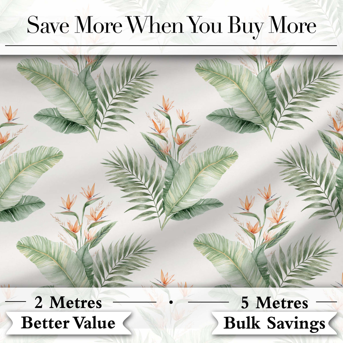 Watercolor Tropical Banana Leaves and Bird of Paradise Floral Pattern  Design Digital Print Fabric by the Metre UK Sewing Quilting Textile