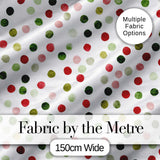 Festive Red Green Watercolor Polka Dot Seamless Pattern Christmas Fabric Design Digital Print Fabric by the Metre UK Sewing Quilting Textile