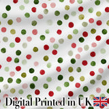 Festive Red Green Watercolor Polka Dot Seamless Pattern Christmas Fabric Design Digital Print Fabric by the Metre UK Sewing Quilting Textile