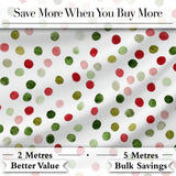 Festive Red Green Watercolor Polka Dot Seamless Pattern Christmas Fabric Design Digital Print Fabric by the Metre UK Sewing Quilting Textile