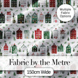 Charming Winter Village Houses and Trees Christmas Seamless Pattern Design Digital Print Fabric by the Metre UK Sewing Quilting Textile