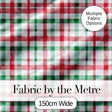 Classic Red Green Plaid Tartan Watercolor  Pattern Festive Fabric Design Digital Print Fabric by the Metre UK Sewing Quilting Textile