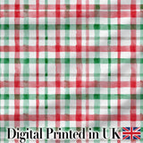 Classic Red Green Plaid Tartan Watercolor  Pattern Festive Fabric Design Digital Print Fabric by the Metre UK Sewing Quilting Textile