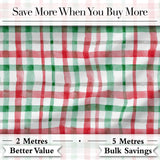 Classic Red Green Plaid Tartan Watercolor  Pattern Festive Fabric Design Digital Print Fabric by the Metre UK Sewing Quilting Textile
