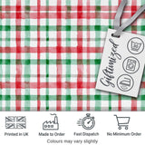 Classic Red Green Plaid Tartan Watercolor  Pattern Festive Fabric Design Digital Print Fabric by the Metre UK Sewing Quilting Textile