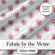 Minimal Red Snowflake Watercolor Christmas Seamless Pattern on Soft Background Digital Print Fabric by the Metre UK Sewing Quilting Textile
