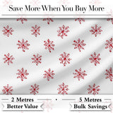 Minimal Red Snowflake Watercolor Christmas Seamless Pattern on Soft Background Digital Print Fabric by the Metre UK Sewing Quilting Textile
