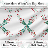 Watercolor Christmas Holly Berry Wreath  Pattern Festive Winter Botanical Digital Print Fabric by the Metre UK Sewing Quilting Textile