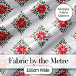 Watercolor Poinsettia Floral Christmas Seamless Pattern with Greenery Accents Digital Print Fabric by the Metre UK Sewing Quilting Textile