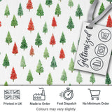 Watercolor Red and Green Christmas Trees  Pattern Festive Winter Holiday Design Digital Print Fabric by the Metre UK Sewing Quilting Textile