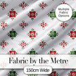 Cute Scandinavian Style Red and Green Floral  Pattern Christmas Folk Art Design Digital Print Fabric by the Metre UK Sewing Quilting Textile