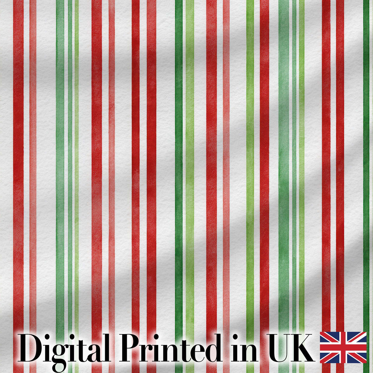 Watercolor Vertical Red and Green Stripe  Pattern Classic ChristmasFabricDesign Digital Print Fabric by the Metre UK Sewing Quilting Textile