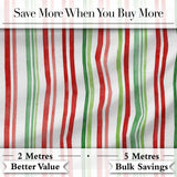 Watercolor Vertical Red and Green Stripe  Pattern Classic ChristmasFabricDesign Digital Print Fabric by the Metre UK Sewing Quilting Textile