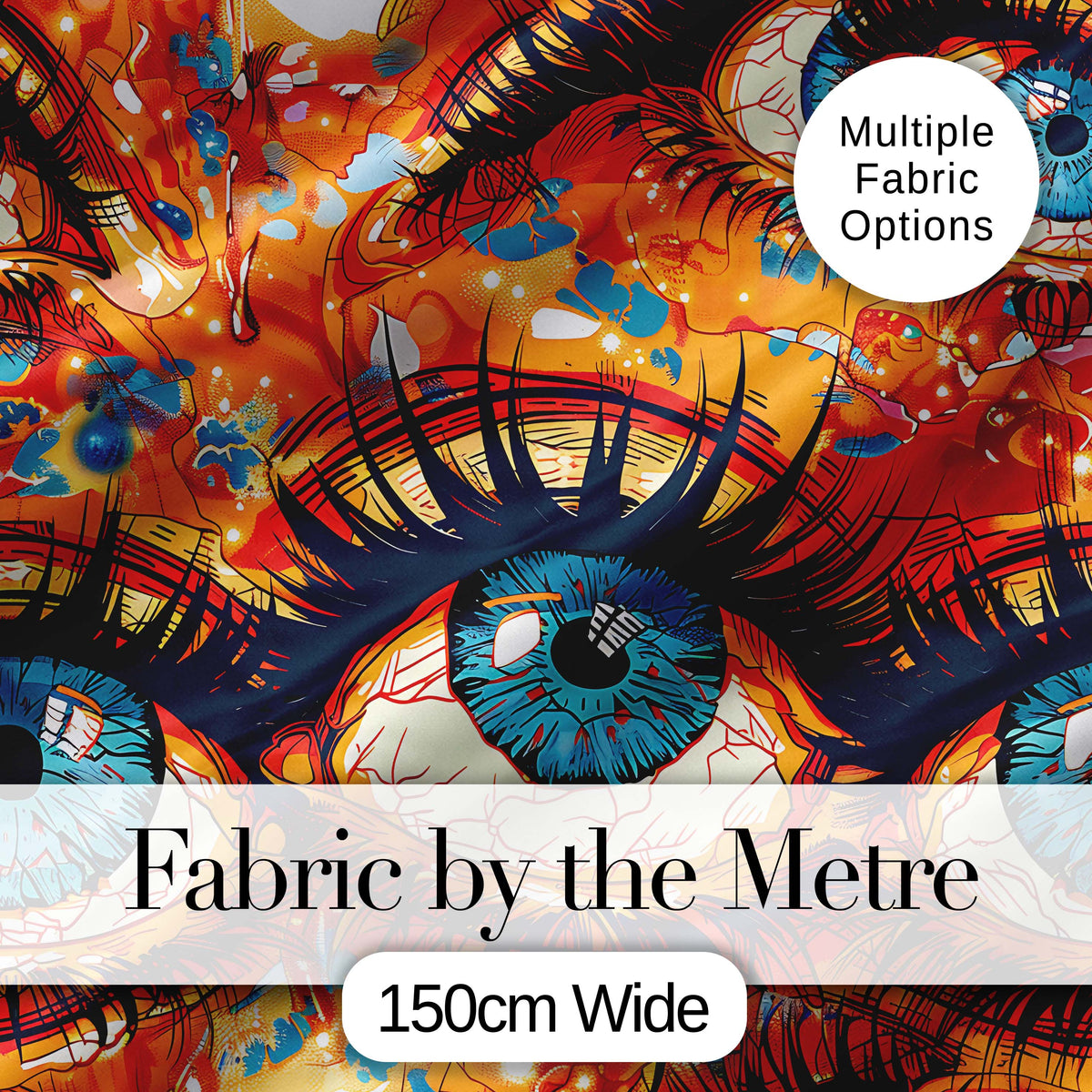 Abstract Surreal Eye Illustration Seamless Pattern Bold Artistic Graphic Design Digital Print Fabric by the Metre UK Sewing Quilting Textile