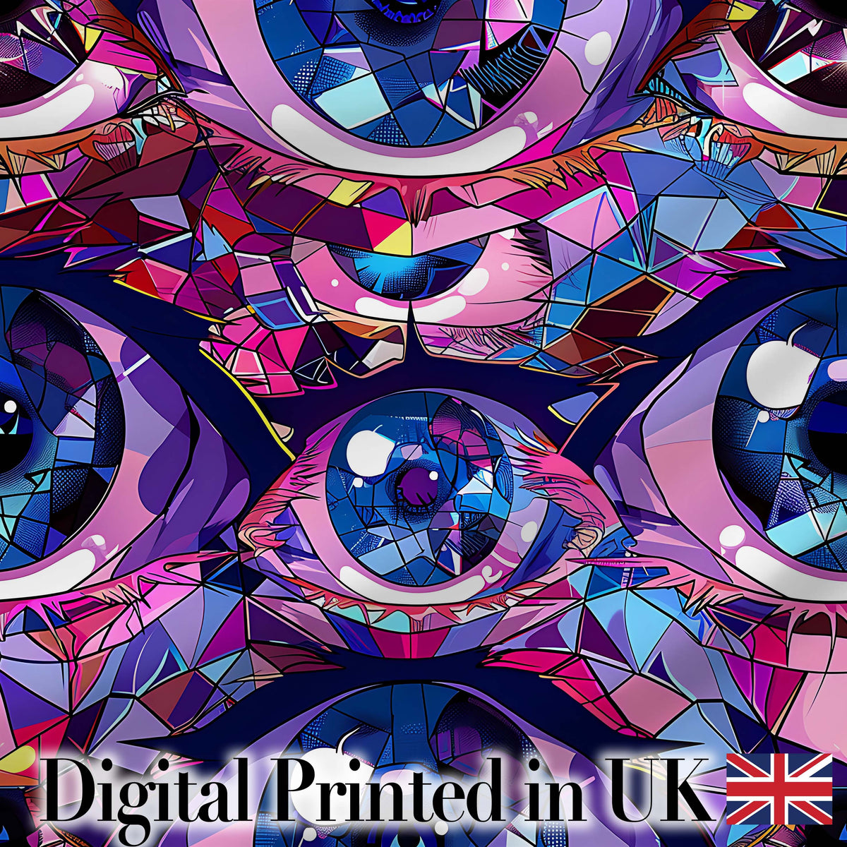 Colorful Geometric Eye Mosaic Seamless Pattern Modern Abstract Artistic Design Digital Print Fabric by the Metre UK Sewing Quilting Textile