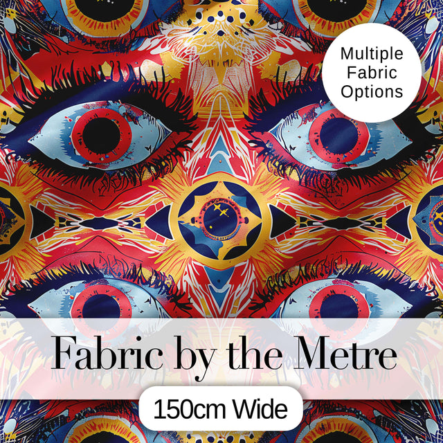Bold Symmetrical Eye Motif Seamless Pattern Abstract Decorative Artistic Design Digital Print Fabric by the Metre UK Sewing Quilting Textile