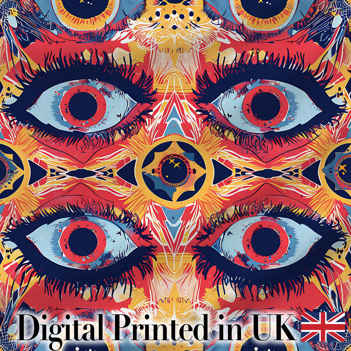 Bold Symmetrical Eye Motif Seamless Pattern Abstract Decorative Artistic Design Digital Print Fabric by the Metre UK Sewing Quilting Textile