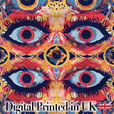 Bold Symmetrical Eye Motif Seamless Pattern Abstract Decorative Artistic Design Digital Print Fabric by the Metre UK Sewing Quilting Textile