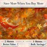 Autumn Koi Fish with Golden Maple Leaves  Pattern Warm Watercolor Nature Design Digital Print Fabric by the Metre UK Sewing Quilting Textile