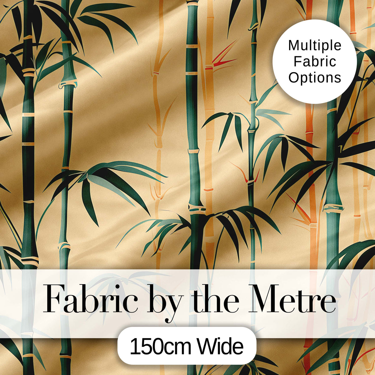 Elegant Bamboo Stalks on Warm Beige Background Asian Botanical Nature Design Digital Print Fabric by the Metre UK Sewing Quilting Textile