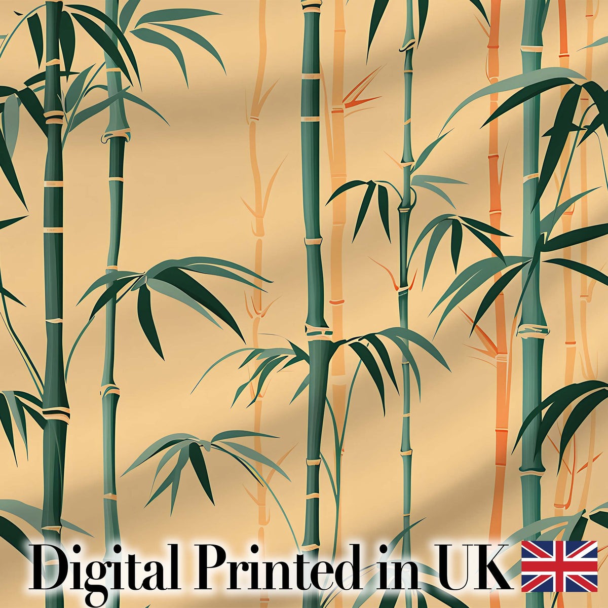 Elegant Bamboo Stalks on Warm Beige Background Asian Botanical Nature Design Digital Print Fabric by the Metre UK Sewing Quilting Textile