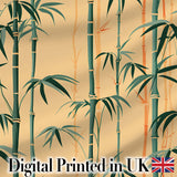 Elegant Bamboo Stalks on Warm Beige Background Asian Botanical Nature Design Digital Print Fabric by the Metre UK Sewing Quilting Textile