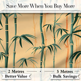 Elegant Bamboo Stalks on Warm Beige Background Asian Botanical Nature Design Digital Print Fabric by the Metre UK Sewing Quilting Textile