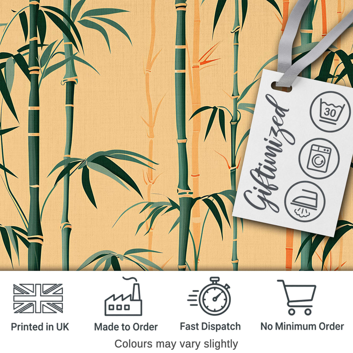 Elegant Bamboo Stalks on Warm Beige Background Asian Botanical Nature Design Digital Print Fabric by the Metre UK Sewing Quilting Textile