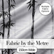 Minimalist Black Bamboo with Soft Mist Background Japanese Ink Style Design Digital Print Fabric by the Metre UK Sewing Quilting Textile